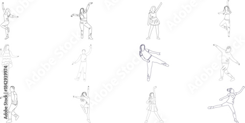 Collection of various elegant black floral branches isolated on transparent background