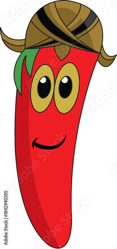 animation chili with Javanese blangkon