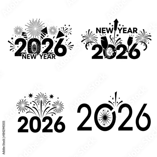 Icon Set New Year 2026 Celebration
