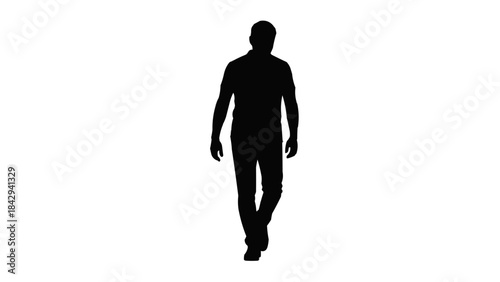 Silhouette of a man walking forward, full body shot