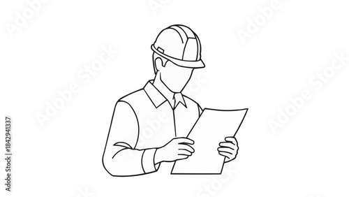 A sketch of an Engineer meticulously reviewing a document, a symbol of planning and technical expertise