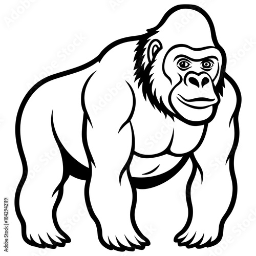 Cross River Gorilla Silhouette Vector