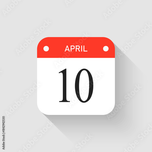 Vector icon page day calendar - 10 April month
