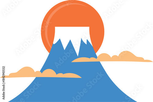 Japanese mountain symbol. Asian culture travel icon
