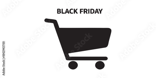 Shopping cart solid icon, black friday concept. Vector graphics. Consumer trolley for boxes and goods, shopping sign on white background, style icon mobile or web design