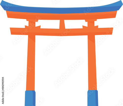 Japanese ancient style gate. Cartoon entrance icon