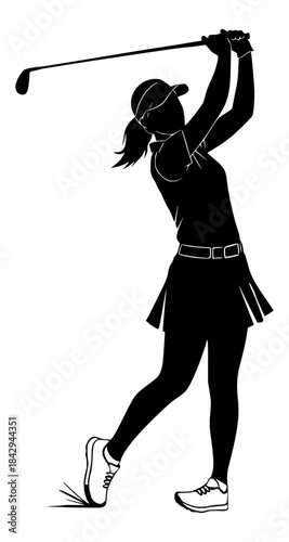woman sillouette golf vector