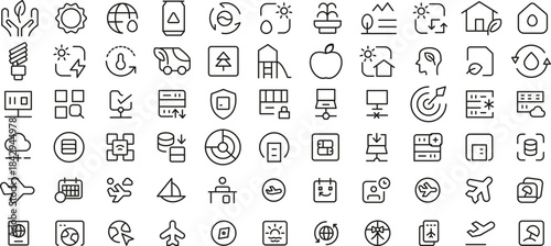 Mega set of icons in trendy line style. ui ux, ecology, real estate, transport, Business, ecommerce
