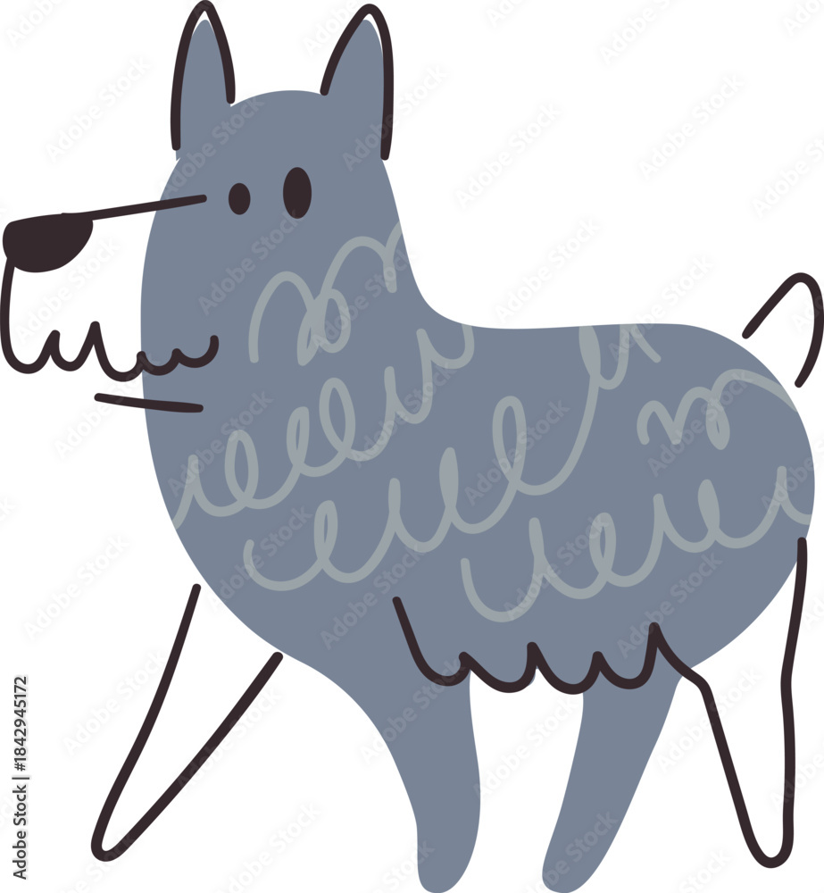 Obraz premium Wolf doodle. Forest animal drawing. Trendy icon