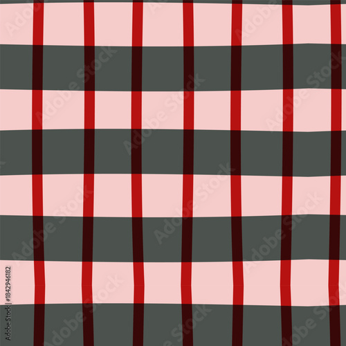 Christmas seamless pattern. Checkered background. Vector illustration, flat design