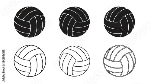 Black and white volleyballs a graphic depiction of sports equipment