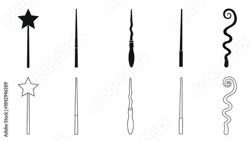 A collection of simple black and white line drawings of geometric shapes