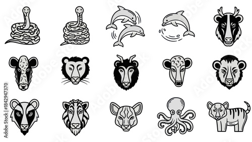 Cartoon green bushes and shrubs illustrations set isolated on white