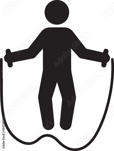 Black silhouette of a person jumping rope