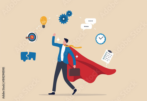 Competence skills or ability for work responsibility, professional, work experience, capability or qualification for job or career development concept, success businessman with competency skills set