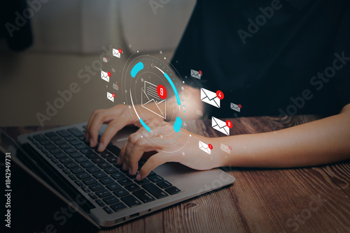 Photos Email notification overload concept