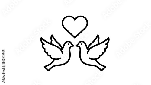 Love Birds: Two delicate doves meet beneath a heart, a symbol of togetherness and tender affection. It symbolizes the essence of love and bond.