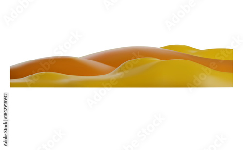 Orange grass playground 3D plastic style, vector autumn nature design element, cartoon field lawn, meadow landscape