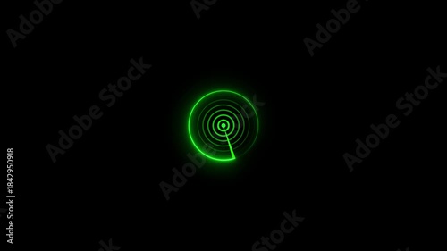 Futuristic Green Radar Scan Circle Technology Animation in 4K