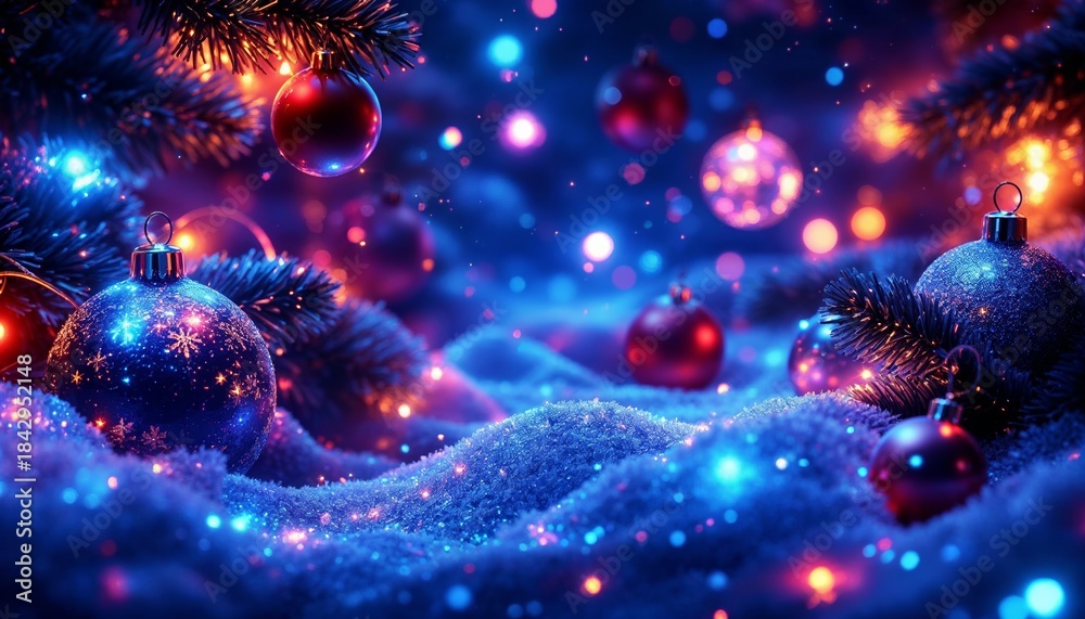 custom made wallpaper toronto digitalFestive Christmas ornaments and lights in snowy winter wonderland scene