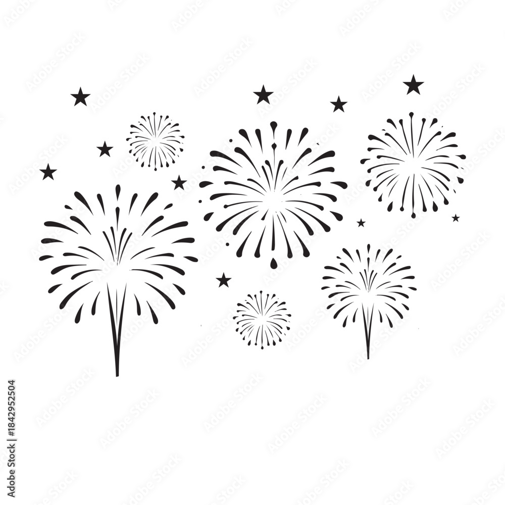 Obraz premium Fireworks Silhouette Celebration, Festive Sparkle Vector Design