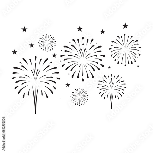 Fireworks Silhouette Celebration, Festive Sparkle Vector Design
