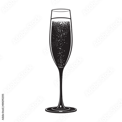 Elegant Champagne Glass Silhouette, Celebration Drink, Festive Toast Art