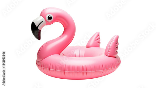Bright pink inflatable flamingo pool float perfect for summer vacation and water fun concepts