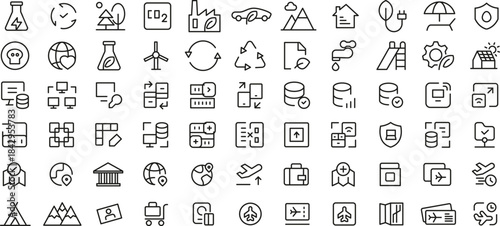 Mega set of icons in trendy line style. ui ux, ecology, real estate, transport, Business, ecommerce, finance,