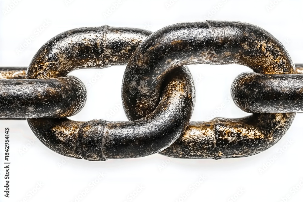 Fototapeta premium Metal chain links isolated on white background.