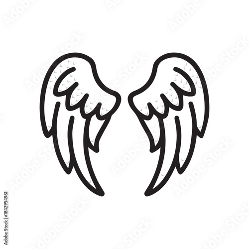 Angel Wings Line Art Illustration