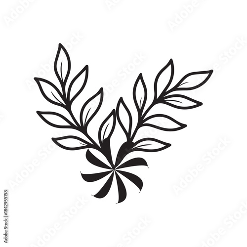 Botanical Leaf Swirl Symbol