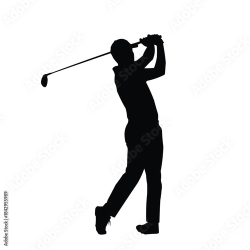 Golfer in mid swing silhouette