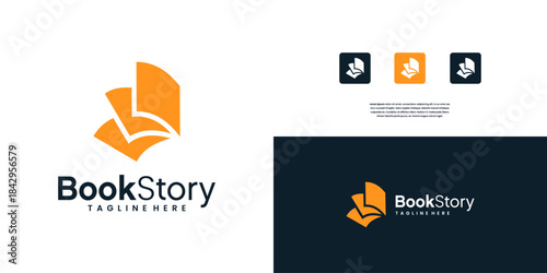 Open book pages logo design template