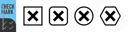 Red and black cross icons set : Set of many red cross set icons in various shapes: square, rounded, circle, and outlined rounded square. perfect for UI, errors, failures