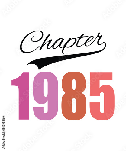 Chapter 1985 text with colorful numbers on white background