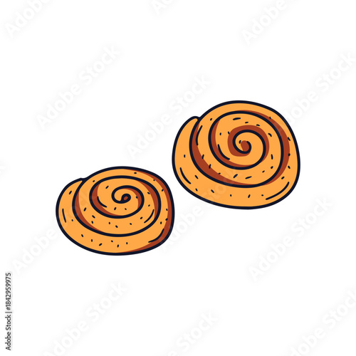 Hand drawn cinnamon roll icon vector illustration