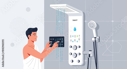 Modern bathroom with innovative smart shower technology offering personalized experience