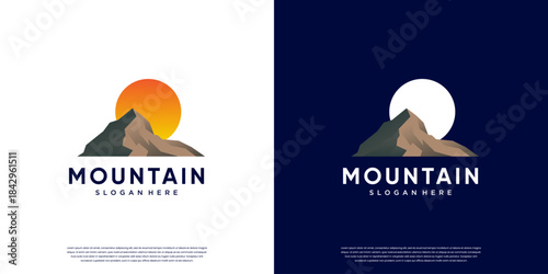 logo of natural beauty with a rock mountain shape, peak, graphic design illustration.