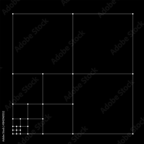 Geometric Composition Grid Scheme for Design Layout on a Black Background. 