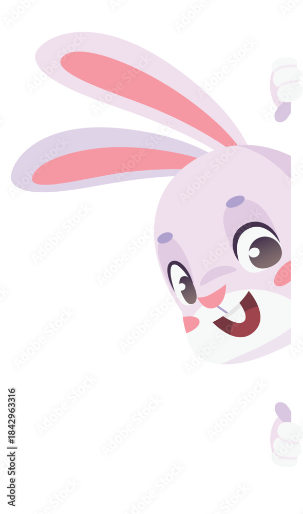 Obraz premium Rabbit looking behind frame. Easter card template