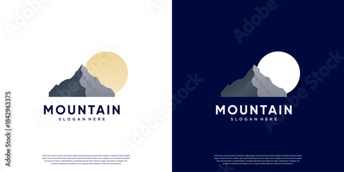 Outdoor vacation logo with a mountain concept, nature explorer, vector graphic design.