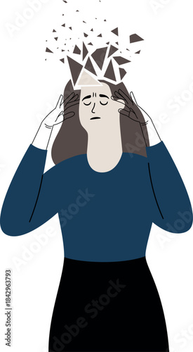 Distorted self image. Woman with borderline personality disorder