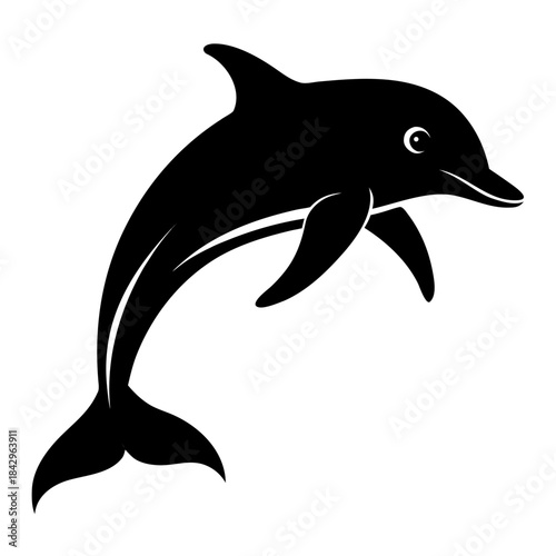 Dusky Dolphin Silhouette Vector on White Background – Simple Marine Animal Design