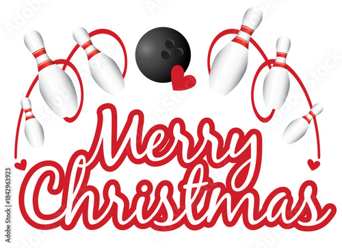 Christmas bowling outline illustration featuring a clean linear design, festive curves and a holiday symbol. Perfect for seasonal graphics, cards and decorations.