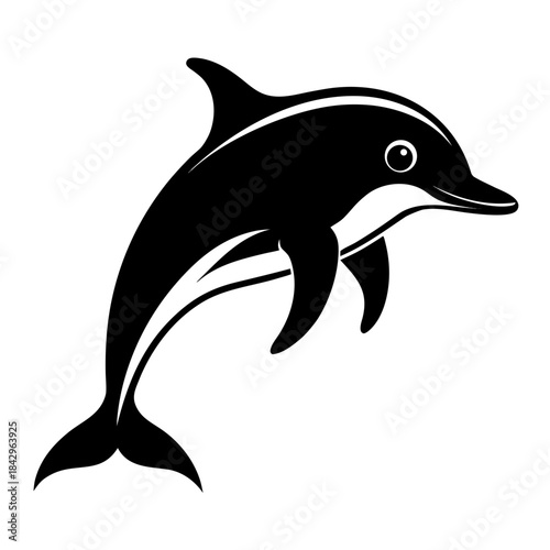 Dusky Dolphin Silhouette Vector on White Background – Simple Marine Animal Design