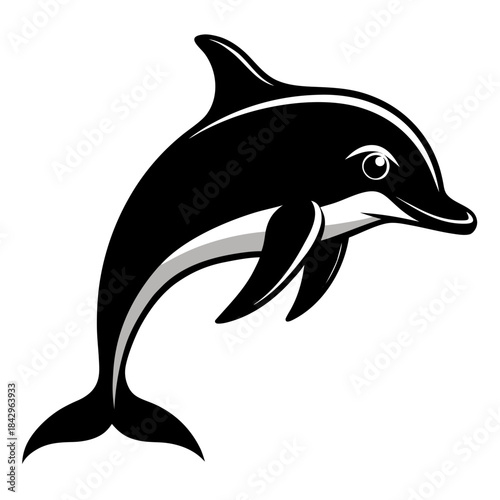 Dusky Dolphin Silhouette Vector on White Background – Simple Marine Animal Design