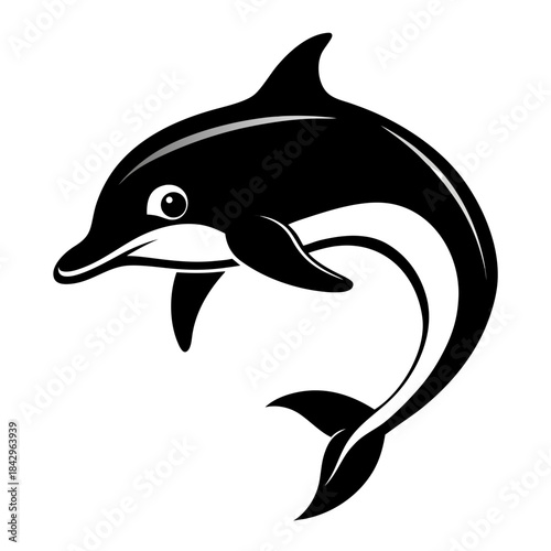 Dusky Dolphin Silhouette Vector on White Background – Simple Marine Animal Design