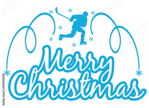 Christmas hockey outline illustration featuring a clean linear design, festive curves and a holiday symbol. Perfect for seasonal graphics, cards and decorations.