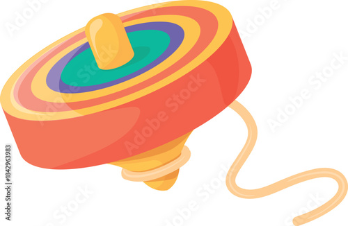 Spinning top in traditional japanese style. Wooden beigoma toy